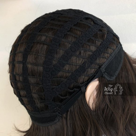 Brunette Medium Brown Wavy Wig with Bangs | Mila main image 4